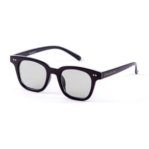 Gafas de sol PALO ALTO SAMUI - Negro brillante y bisagra de metal / Ahumada con lente planas de espejo de plata real