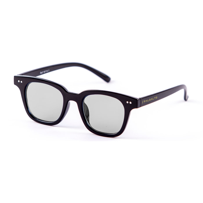 Gafas de sol PALO ALTO SAMUI - Negro brillante y bisagra de metal / Ahumada con lente planas de espejo de plata real
