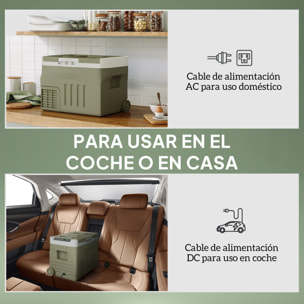 Nevera Portátil Eléctrica 30L Refrigerador de Coche -20℃ a +20 ℃ 12V/24V Mini Frigorífico con Ruedas Compresor Pantalla LED Táctil para Hogar Camping Viajes Automóvil 61x39x41,5 cm Verde