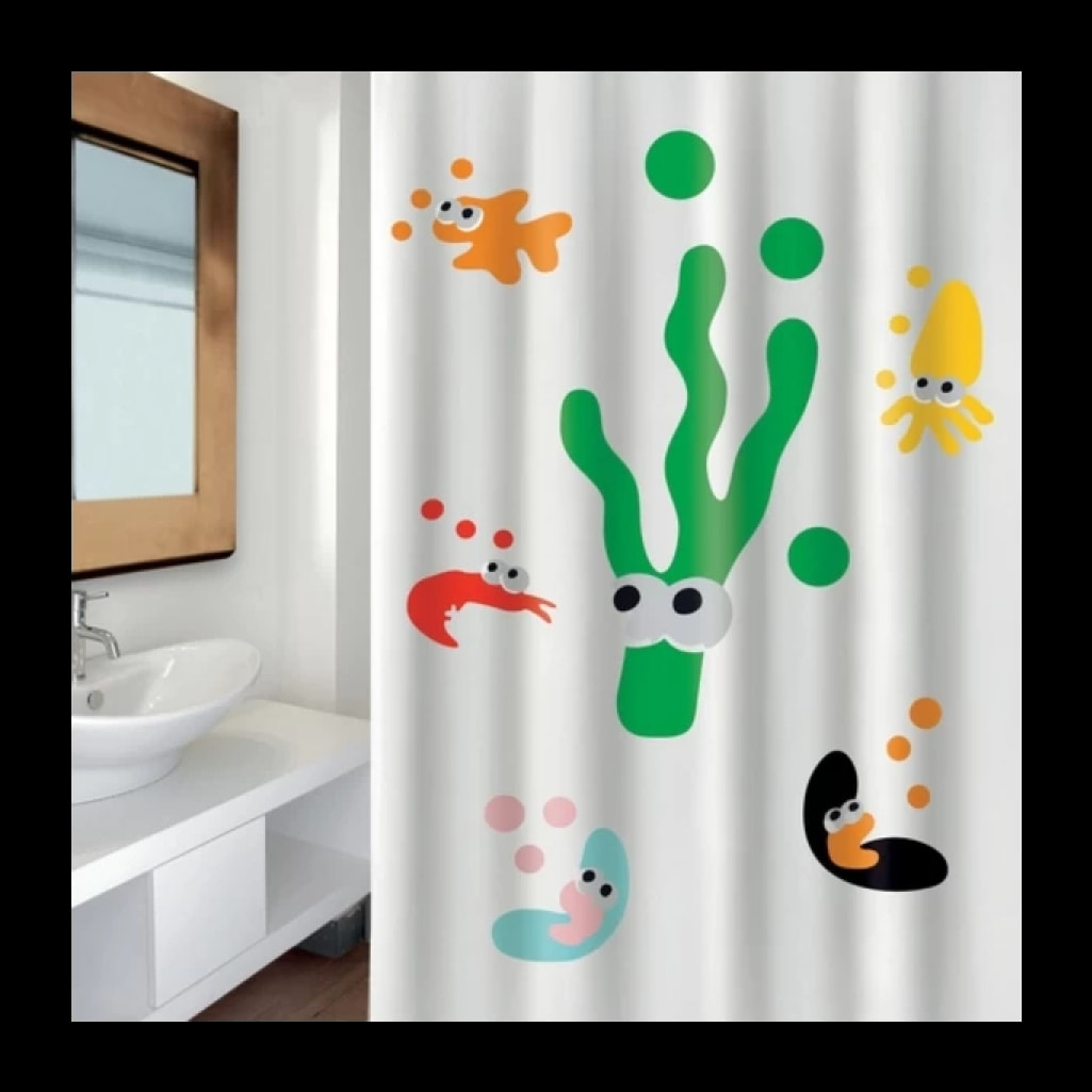 Rideau de douche Polyester SEA LIFE 180x200cm QUALITE PREMIUM Multicolor MSV
