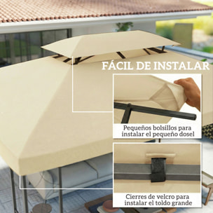 Techo de Repuesto para Cenador, 4x3 m, Cubierta de Repuesto con Techo Doble, 10 Orificios de Drenaje y Protección UV, SOLO Toldo de Recambio para Pabellón Gazebo, Blanco Crema