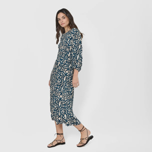 Vestido midi viscosa taissa azul
