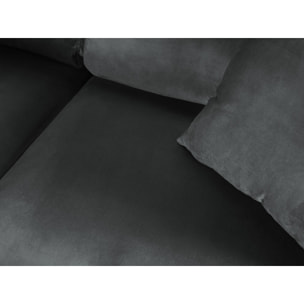 Canapé d'angle gauche convertible avec coffre de rangement "Kyoto" 5 places en velours gris foncé