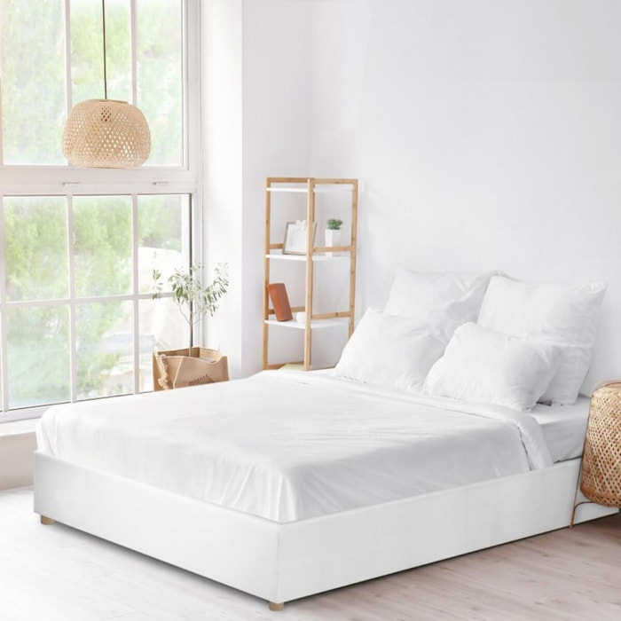 Sommier tapissier Cancun Simili cuir Blanc | Confort optimal | Design et quaSommier tapissieré