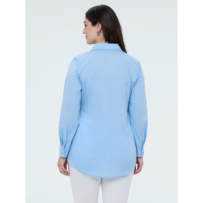 Fiorella Rubino - Camisa clásica en popelín de algodón - Light - blue