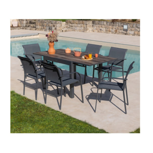 HONFLEUR BEZIERS CHENE - Ensemble table et chaises de jardin  - Gris Anthracite