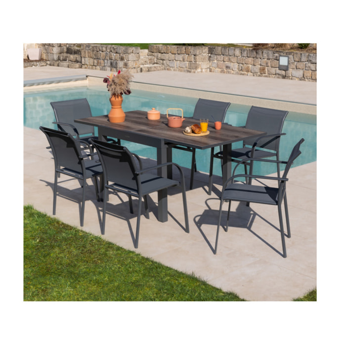 HONFLEUR BEZIERS CHENE - Ensemble table et chaises de jardin  - Gris Anthracite