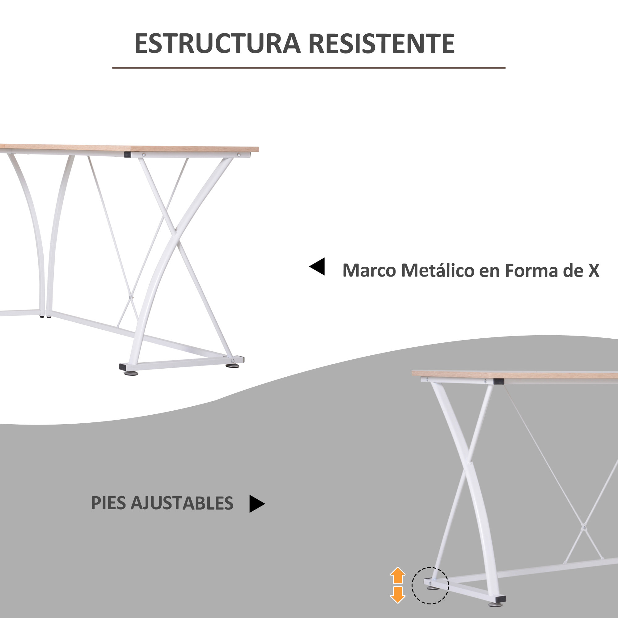 Mesa de Ordenador para Oficina de Madera 142x142x76cm Blanco