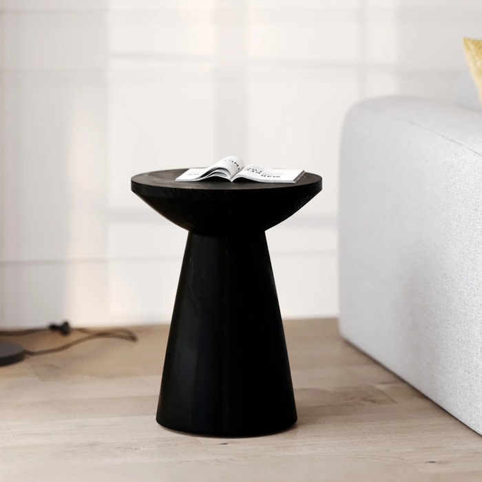 Table d'appoint noire en bois de suar D40 cm - Lowa