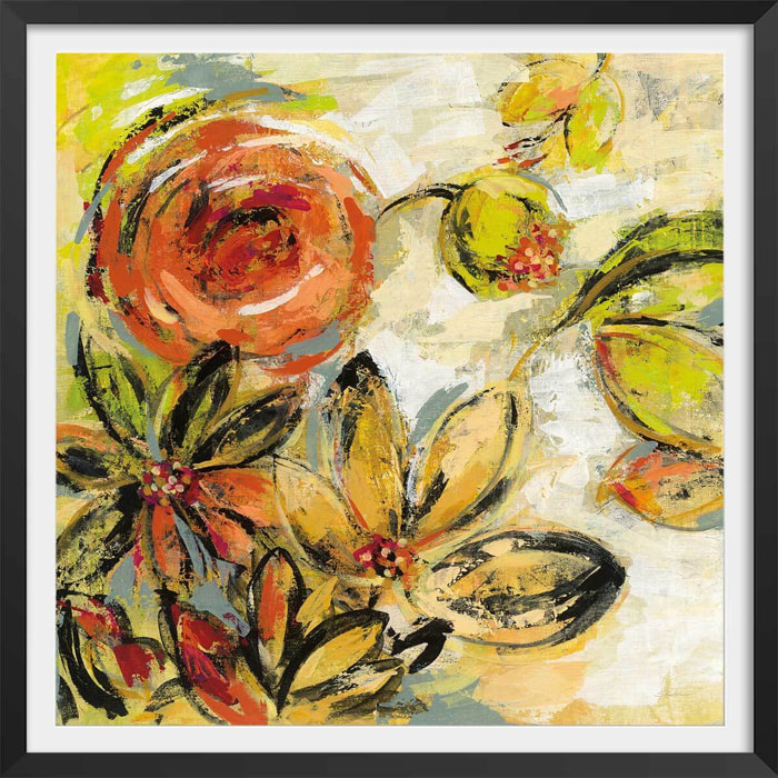 Poster sunny flower Affiche + cadre en bois - Noir