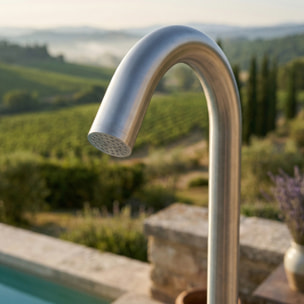 Douche extérieure NATUREL inox 316L 229 cm - douchette à main - piscine & jardin (TS1001)