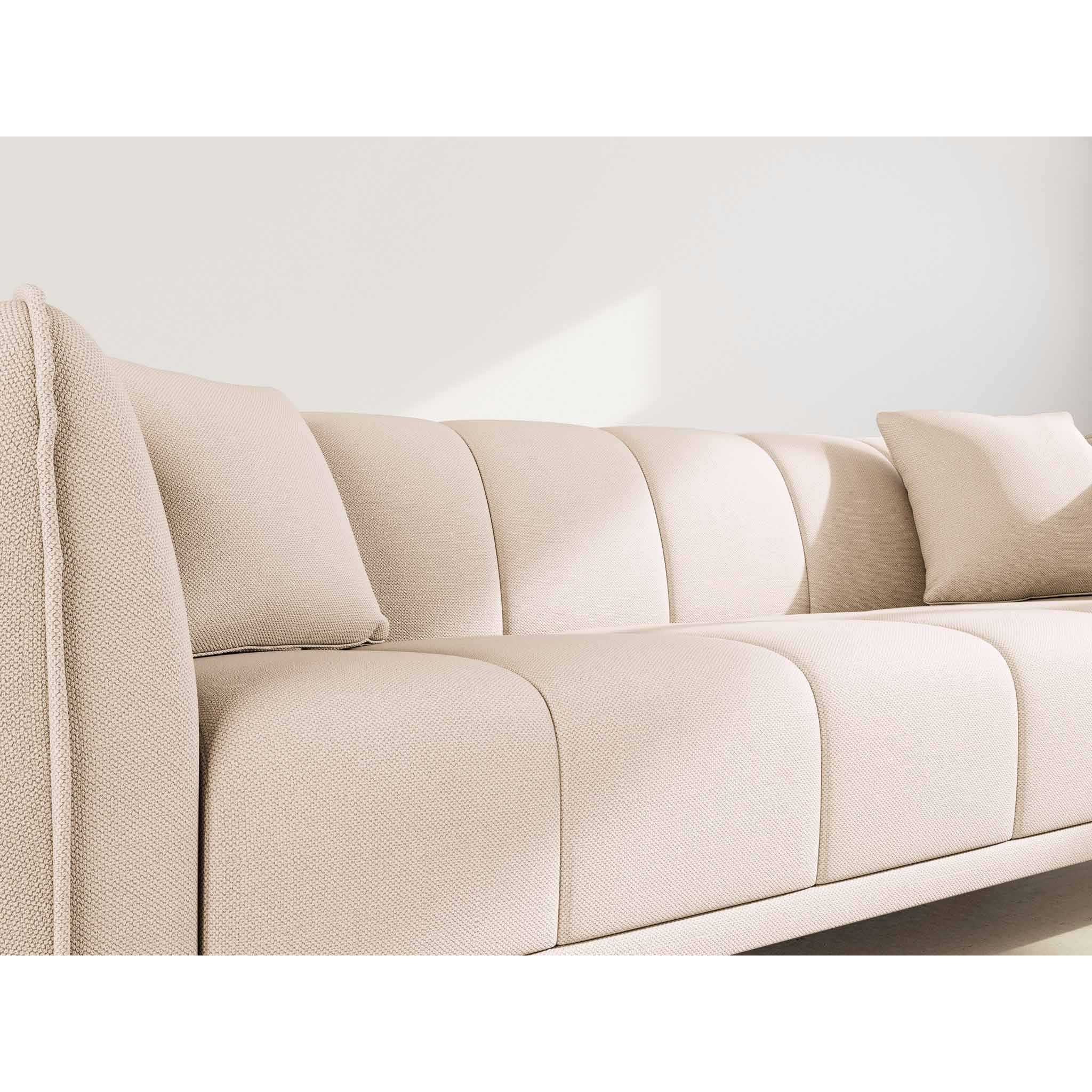 Arsene - Canapé droit 3 places en velours texturé - Beige