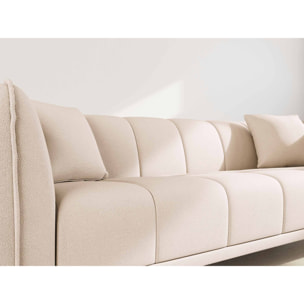 Arsene - Canapé droit 3 places en velours texturé - Beige