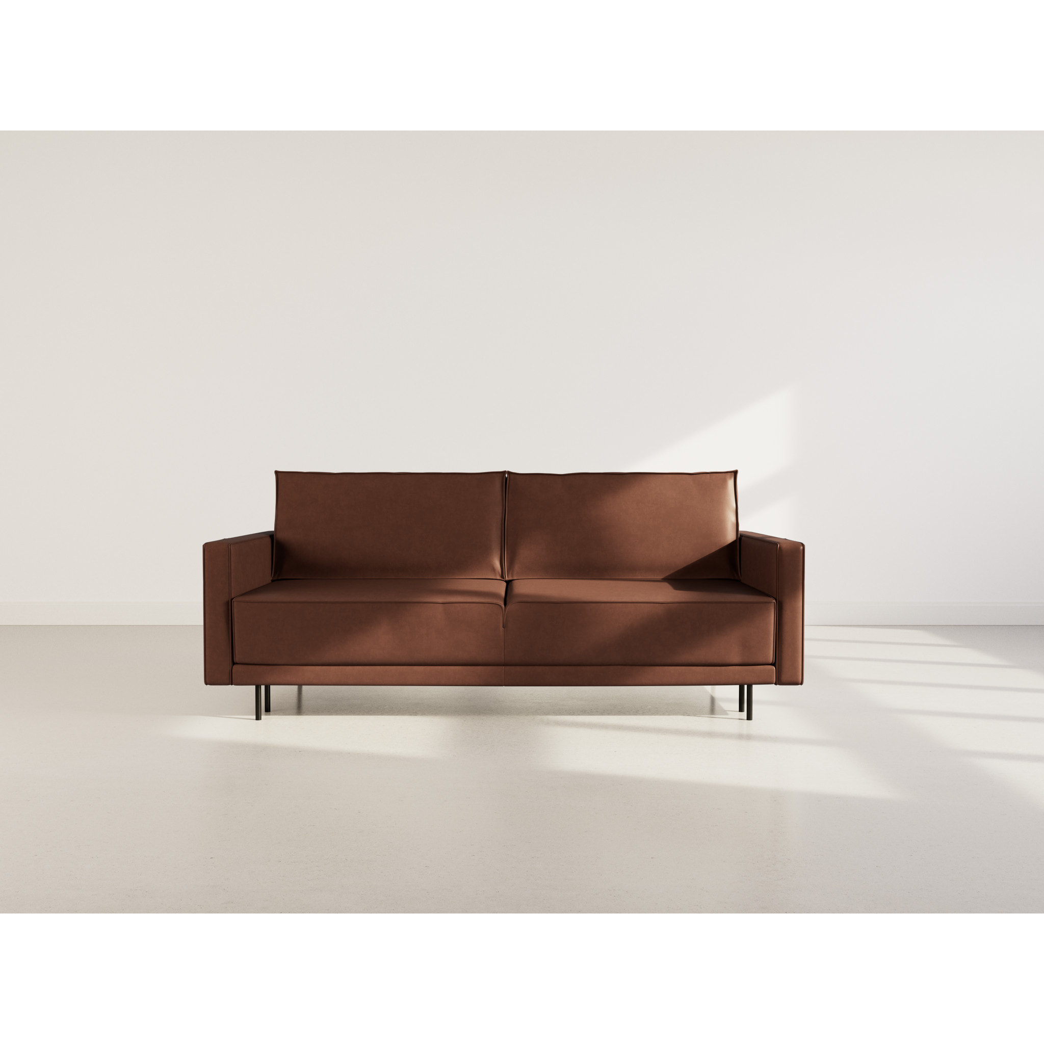 Charlie - Canapé droit 3 places convertible avec coffre en simili - Marron