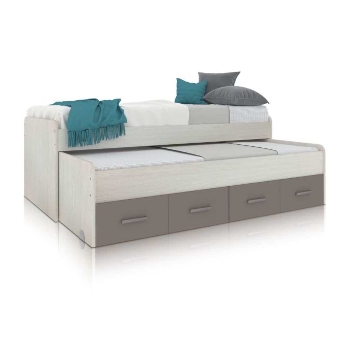 Cama doble juvenil Axim Blanco Alpes - Basalto