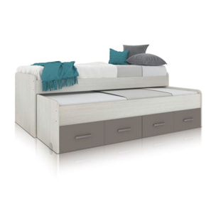 Cama doble juvenil Axim Blanco Alpes - Basalto