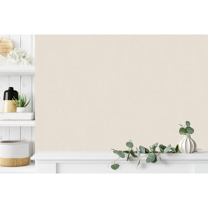 Papier peint uni effet toile lin blanc crème