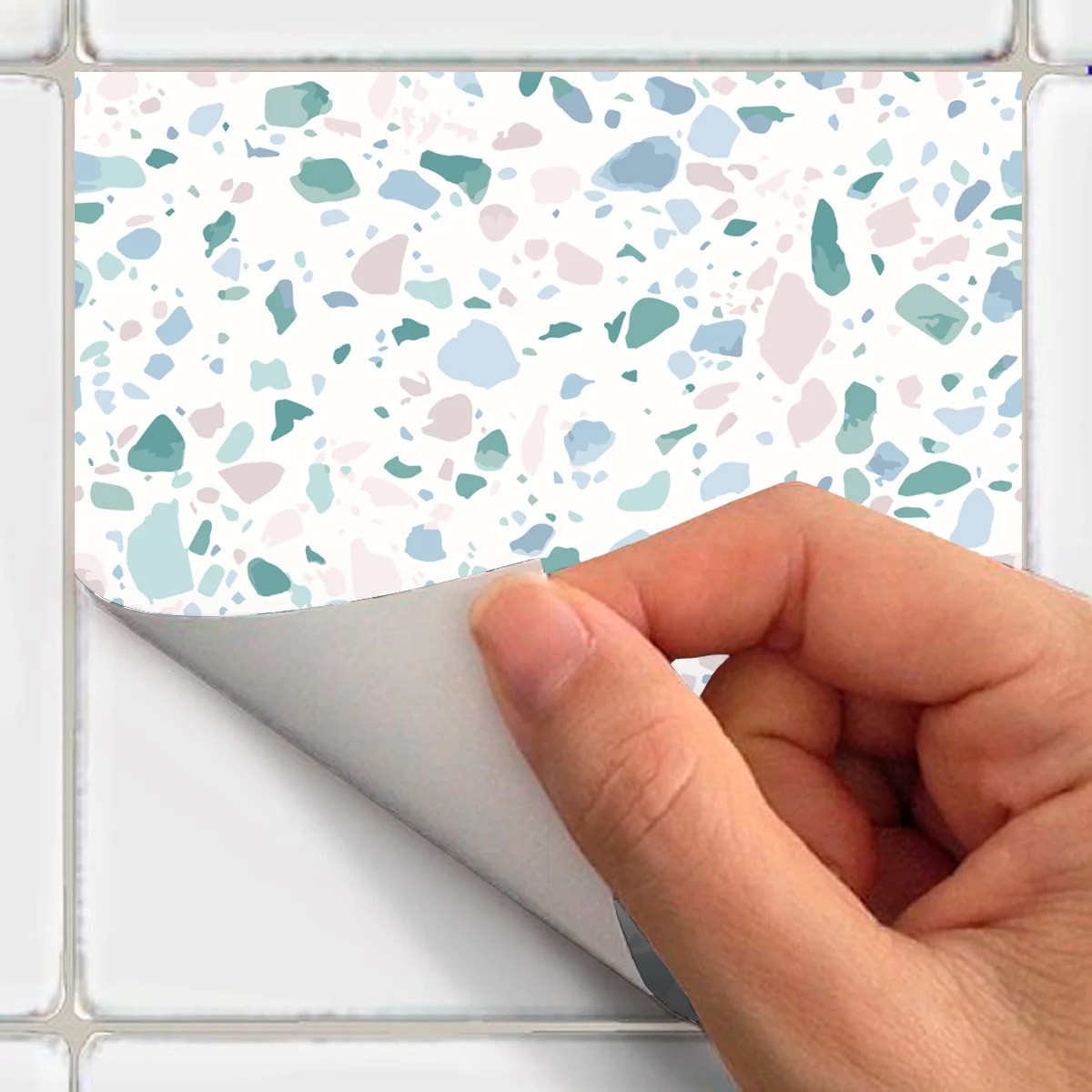 Sticker carrelage - Ambiance Sticker - 24 CARREAUX DE CIMENT TERRAZZO SANA - CARREAUX - 10x10cm