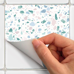 Sticker carrelage - Ambiance Sticker - 24 CARREAUX DE CIMENT TERRAZZO SANA - CARREAUX - 10x10cm