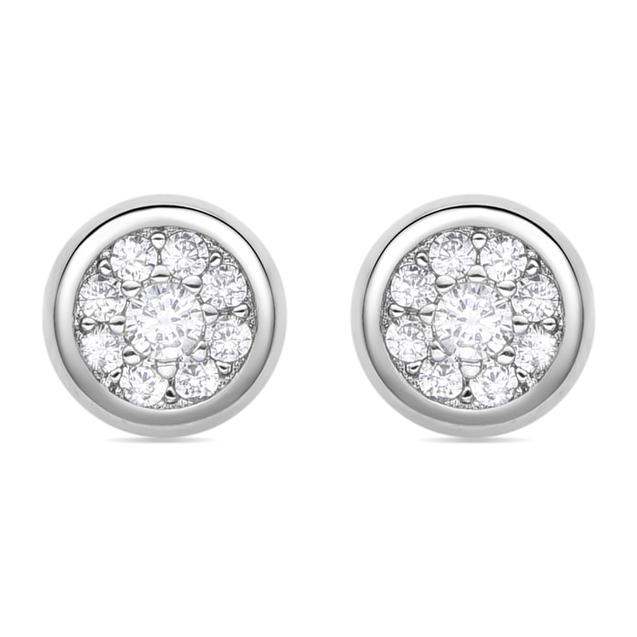 Pendientes de Circonita Brillante acabados en rodio
