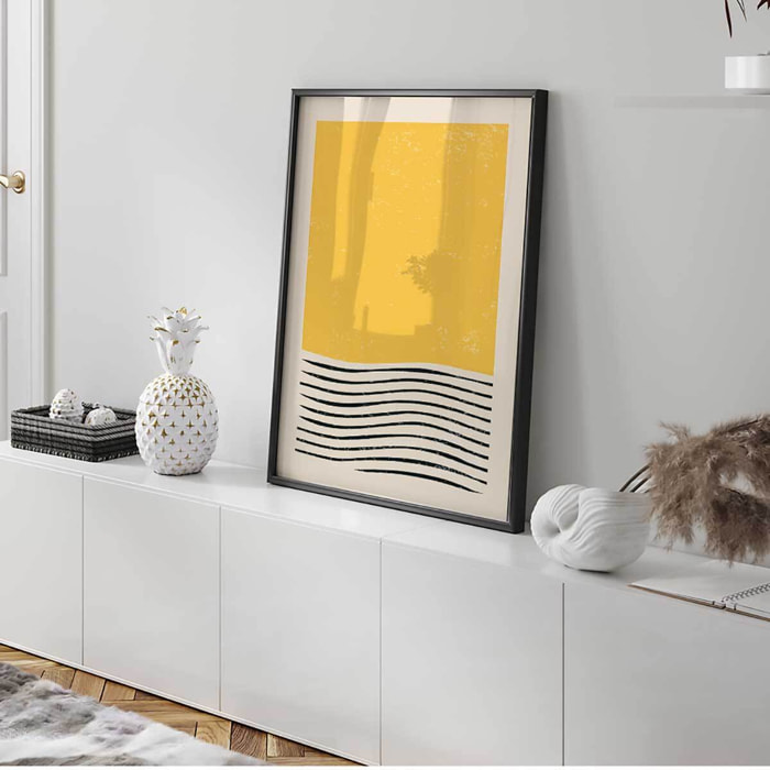 Affiche encadrée abstraite minimaliste formes et lignes Affiche + cadre en métal - Noir