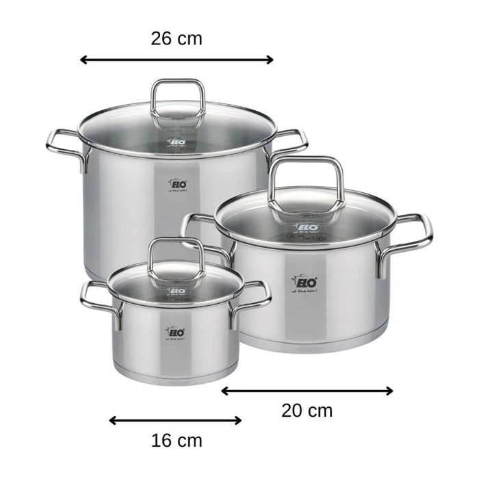 Set de 3 faitouts en inox 16 cm 20 cm et 26 cm Elo Citrin