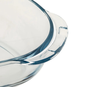 Plat à four L35cm oval en verre avec couvercle