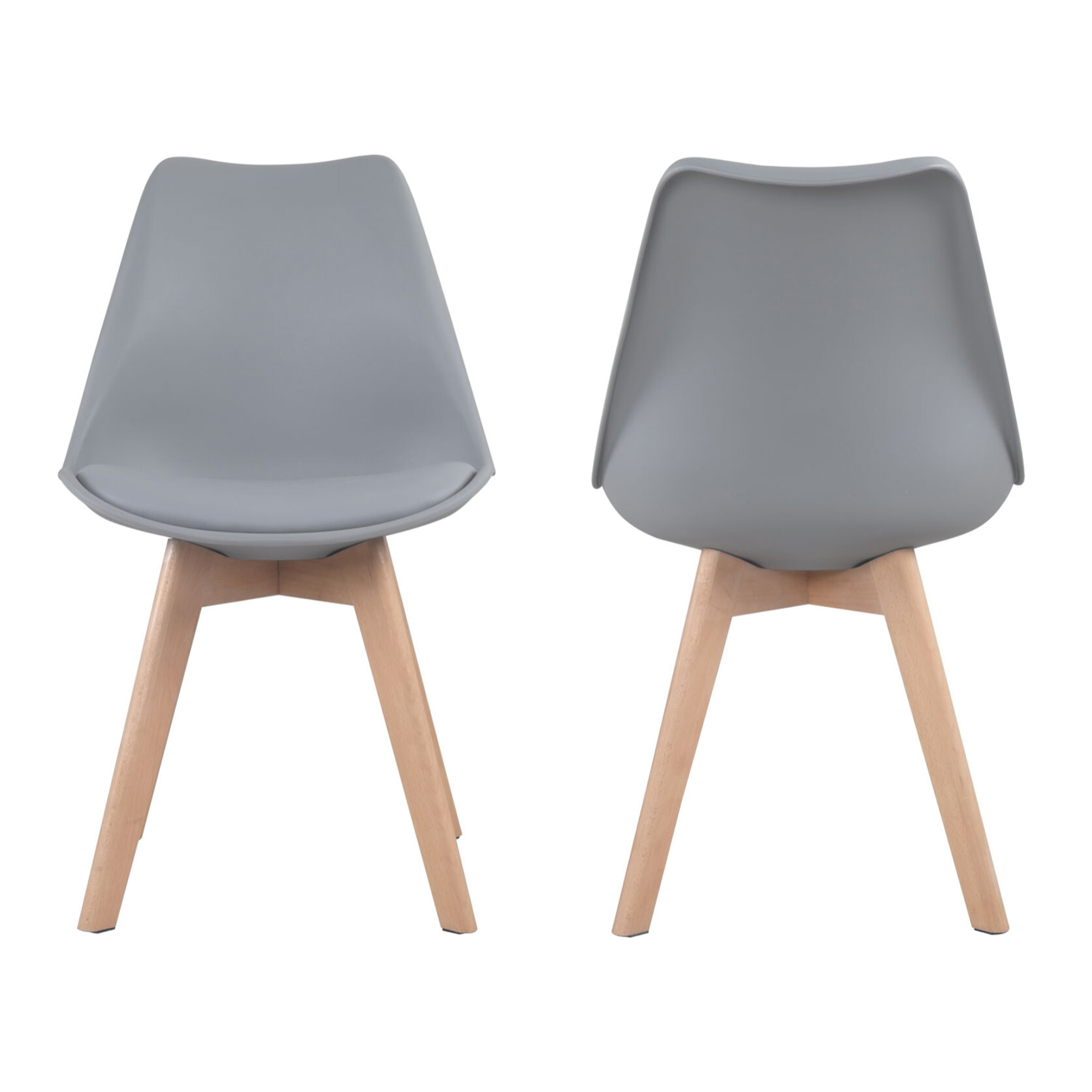 Lot de 4 chaises scandinaves NORA grises avec coussin