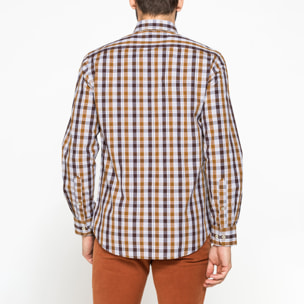 CAMICIA FANTASIA TINTO FILO CON COLLO BUTTON-DOWN