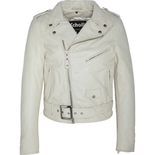 GIUBBETTO PERFECTO CON CINTURA SCHOTT PELLE OFF WHITE