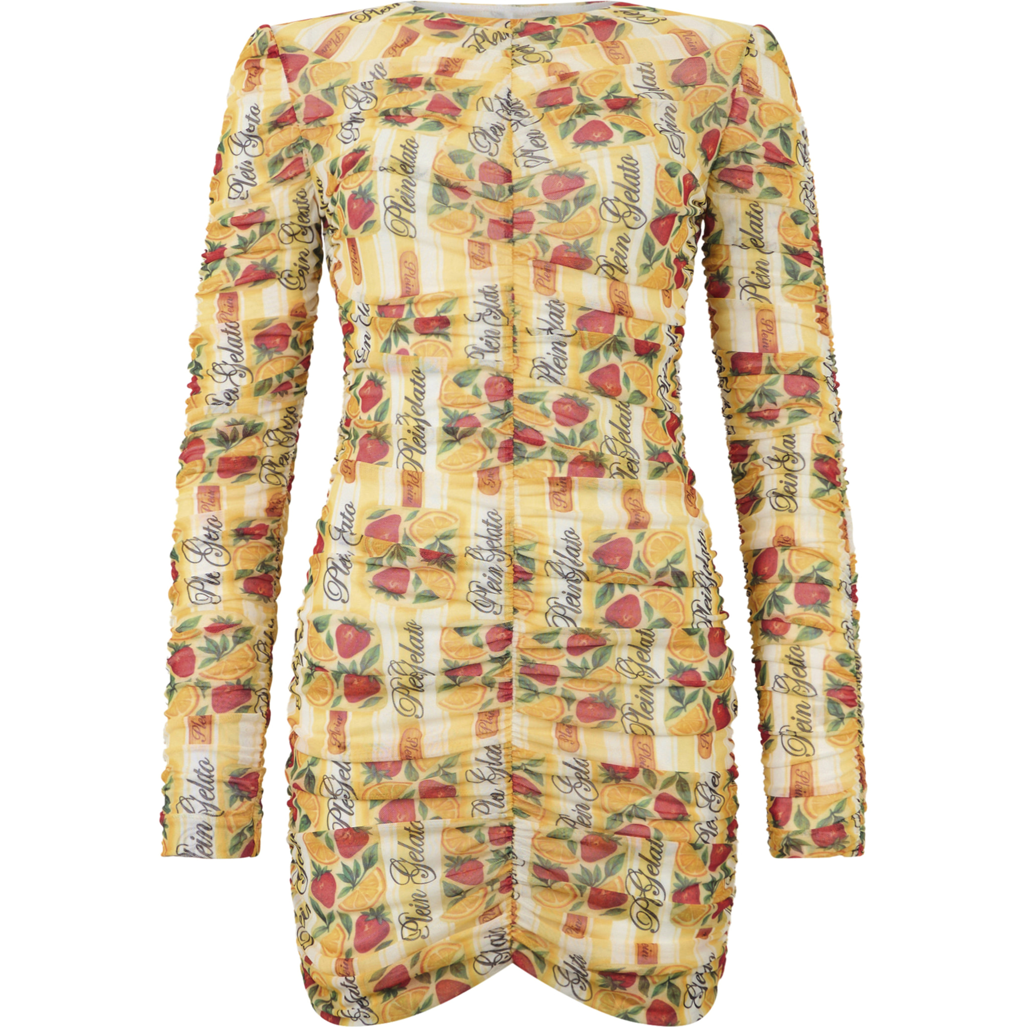 PHILIPP PLEIN Wrinkled Tulle Mini Dress Gelato