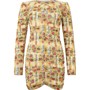 PHILIPP PLEIN Wrinkled Tulle Mini Dress Gelato