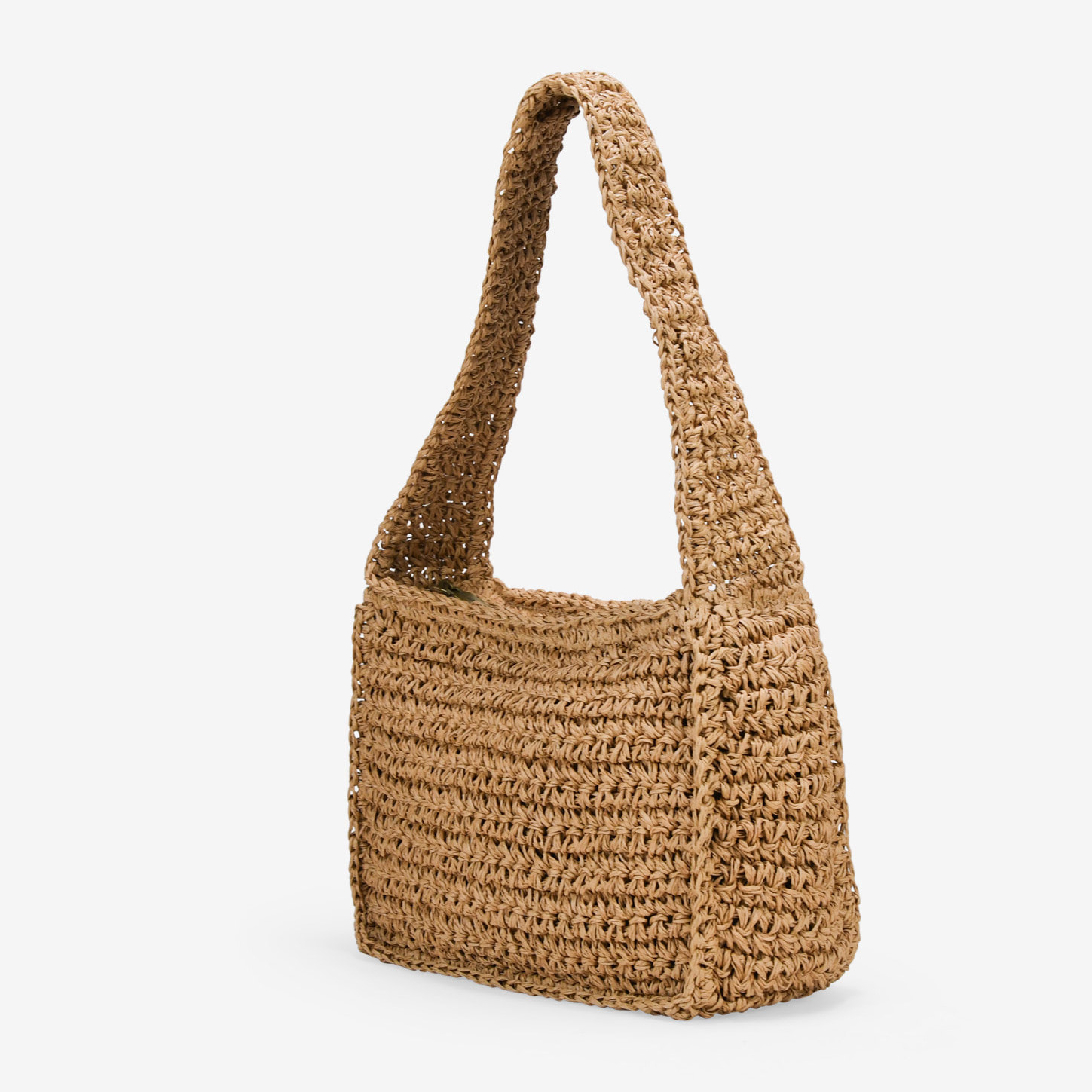 Bolso de hombro tostado en rafia
