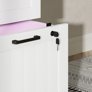 Cajonera Escritorio con 4 Cajones, Cajonera de Oficina, Mueble Archivador, con 2 Cerraduras, Riel Colgante para A4 y Carta, 40x40x131 cm, Blanco