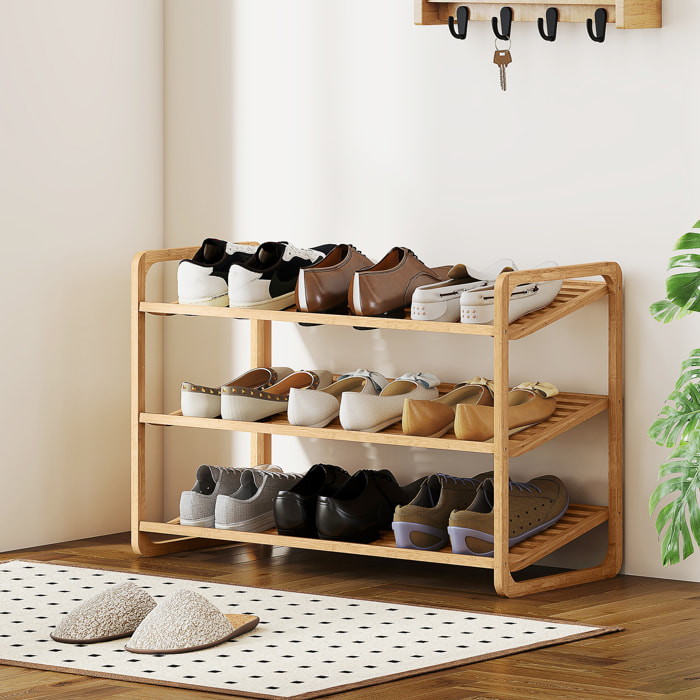 Étagère bambou style naturel - étagère à chaussures 3 niveaux - dim. 76 x 33 x 50 cm