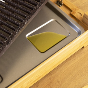 Cecotec Plancha de asar eléctrica Tasty&Grill 2000 Bamboo LineStone. Potencia 20