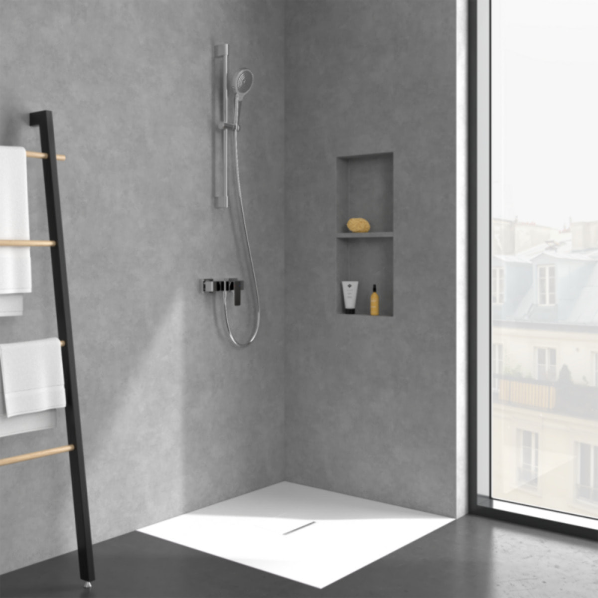 Mitigeur mécanique douche VILLEROY ET BOCH Architectura Square + Ensemble de douche VILLEROY ET BOCH Verve Showers 3 jets
