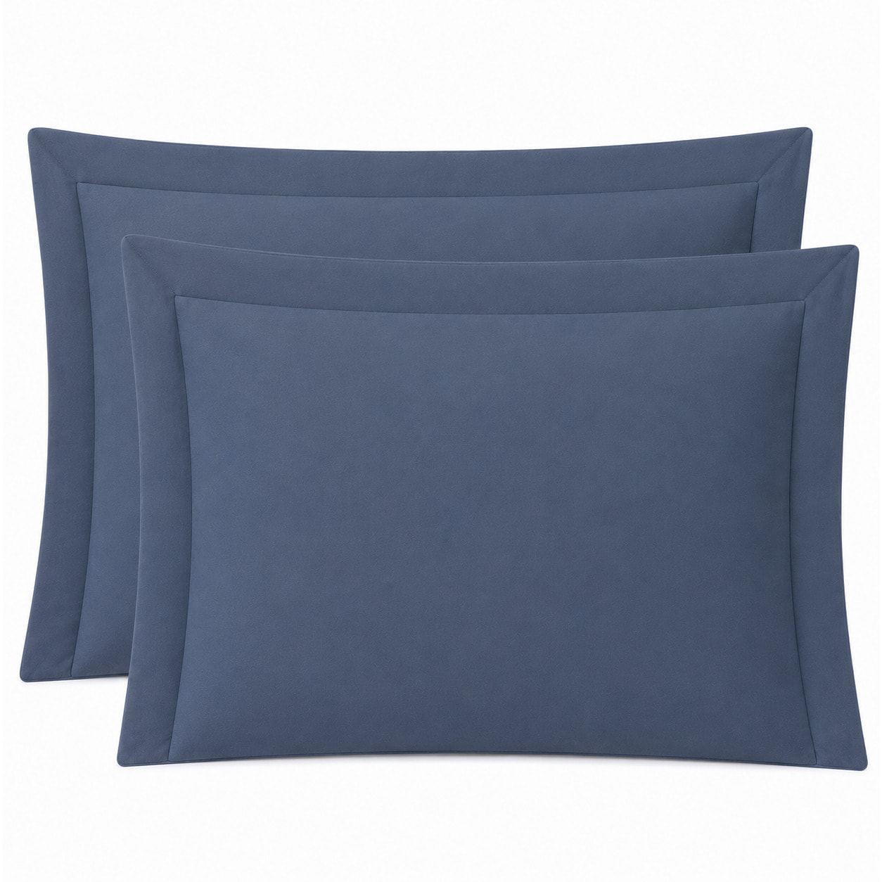 SARTORIALE Coppia Federe 3 Volani Elegance Tinta Unita in Percalle_52x82_Blu Acciaio