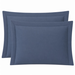 SARTORIALE Coppia Federe 3 Volani Elegance Tinta Unita in Percalle_52x82_Blu Acciaio
