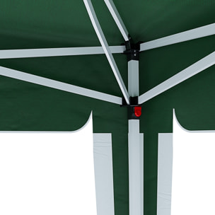 Gazebo Pieghevole Impermeabile 3 x 3 M Da Giardino Con 4 Sacche Pesi Sacca Trasporto Chiusura Fisarmonica Struttura Acciaio Copertura 160 gr/m² Verde