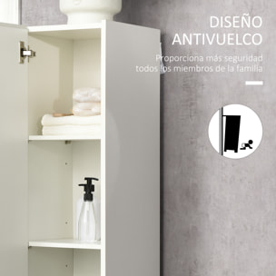 Armario Alto de Baño de 5 Niveles con Estantes Ajustables 30x33x165 cm Blanco