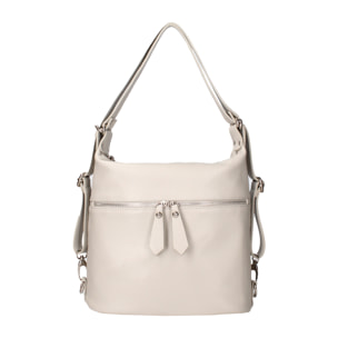 Borsa a spalla convertibile in zaino Bianca da donna In Vera pelle Made in Italy 30x26x9 cm