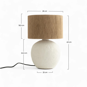 Lampe en jute et papier blanc - Nina