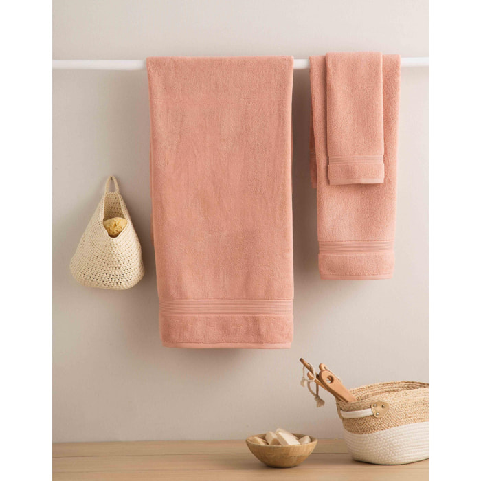 Set de 3 serviettes en coton organique 600 gr/m2 couleur Nu