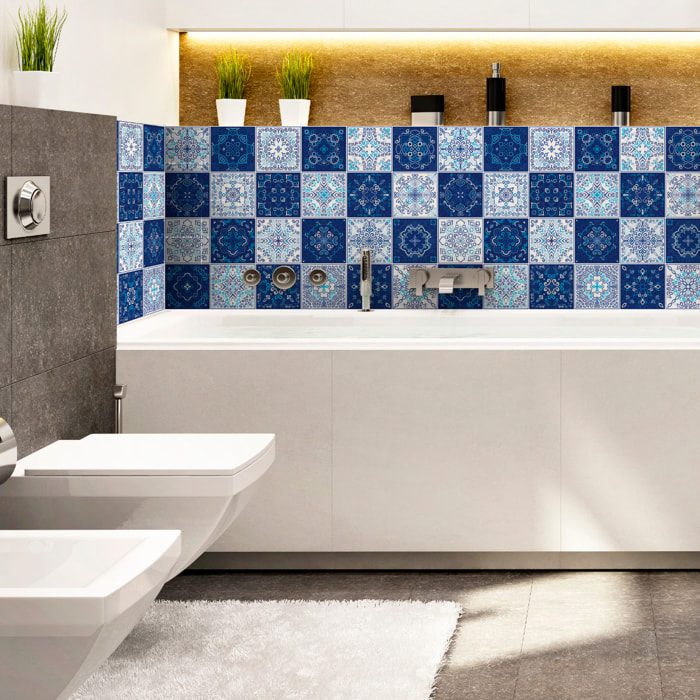 Stickers muraux - Sticker Mural Carrelage adhésif Cuisine Salle de Bain - 24 STICKERS CARRELAGES BOHÈME MAYA