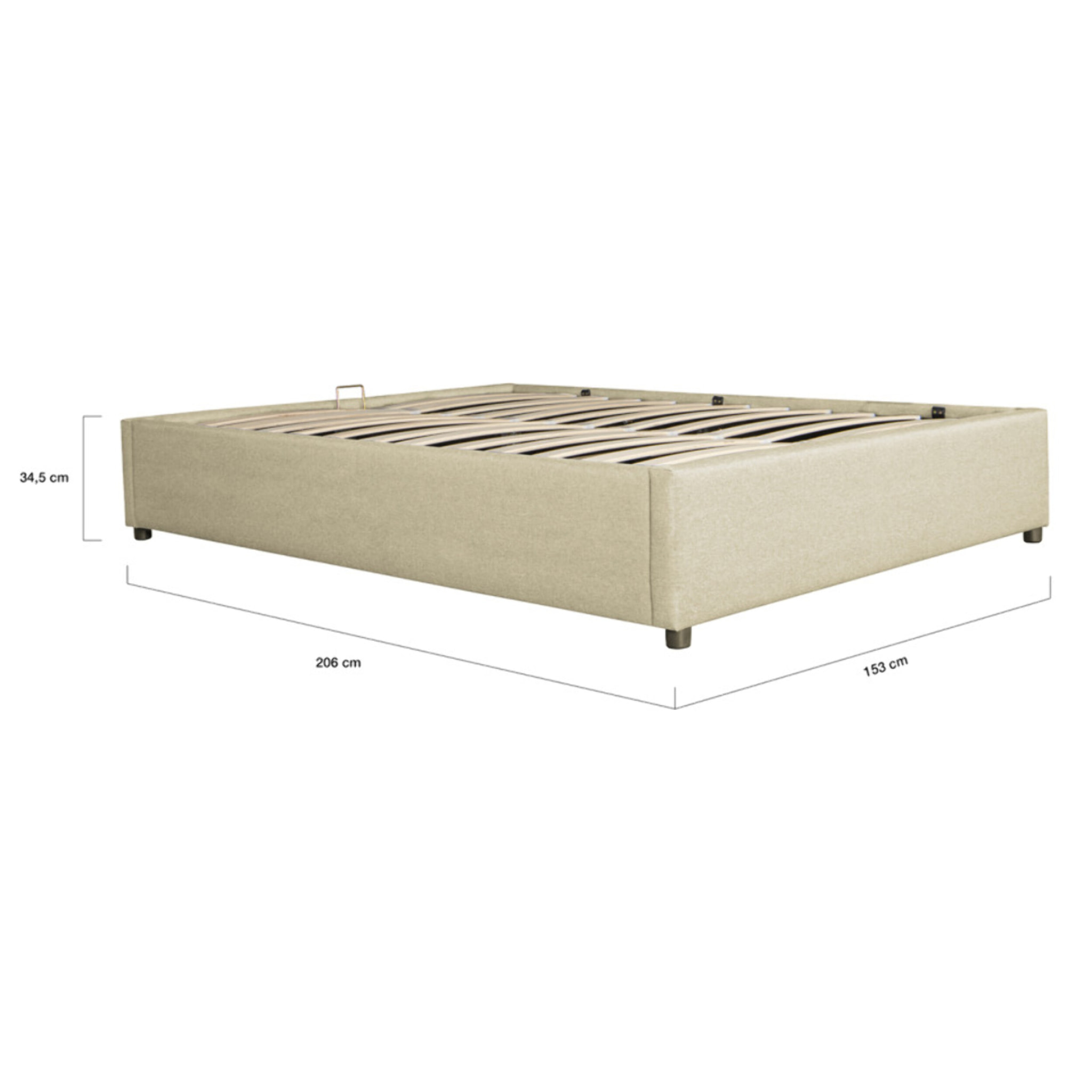 Lit coffre avec sommier Otto - Beige - Tissu