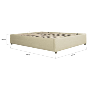 Lit coffre avec sommier Otto - Beige - Tissu