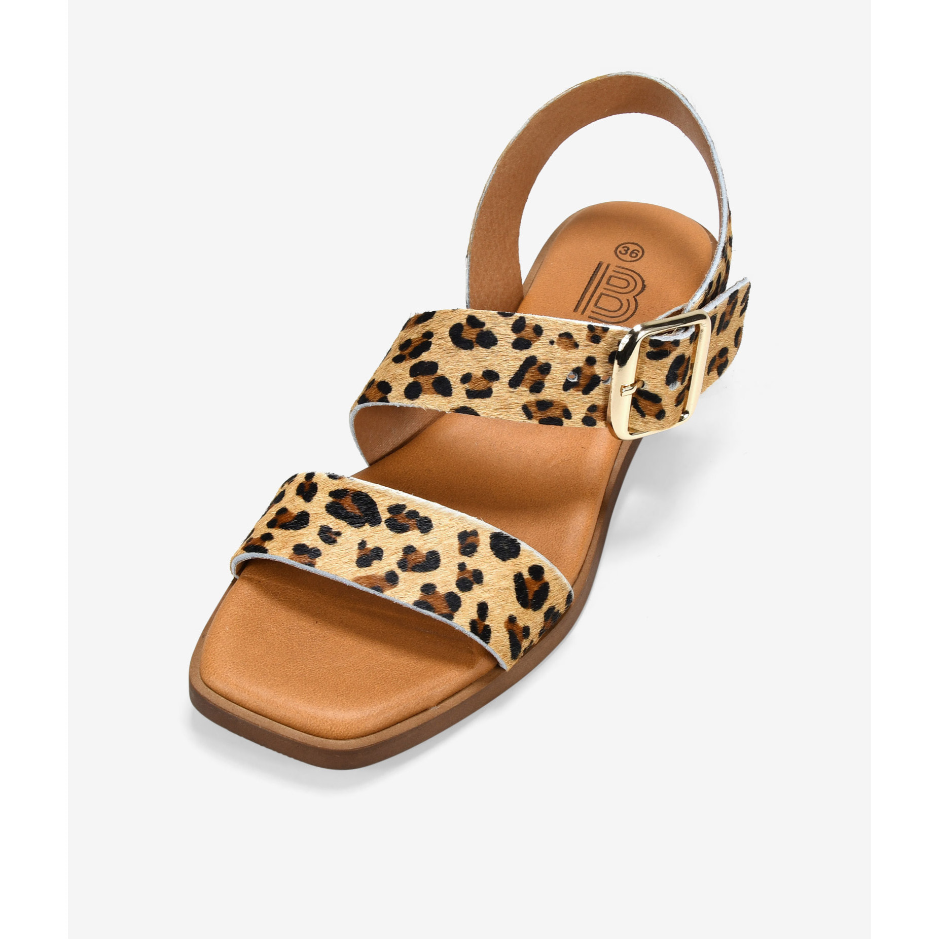Sandalias de tacón leopardo en piel