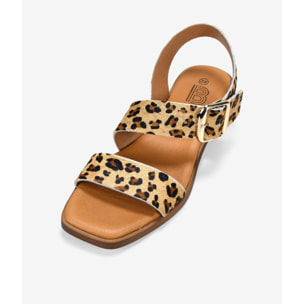 Sandalias de tacón leopardo en piel