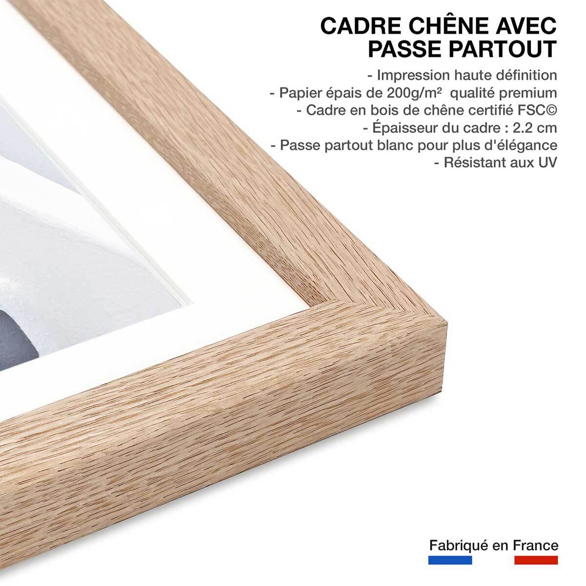 Poster escalier blanc paros Affiche sous cadre bois
